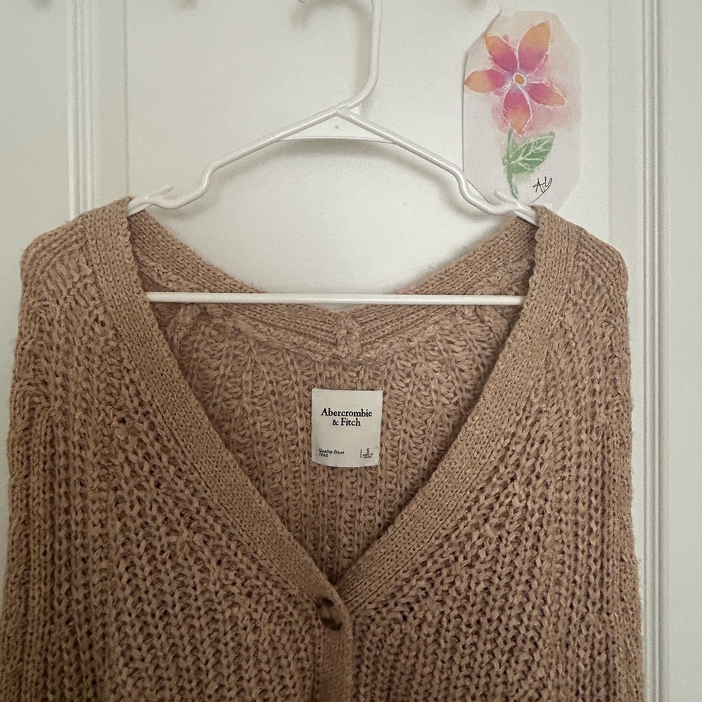 Abercrombie&Fitch S sweater cardigan chunky knit beige